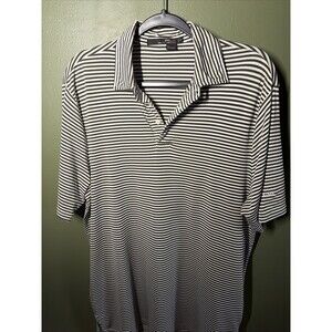 RLX Ralph Lauren Polo Shirt Mens Medium Brown White Stripe Golf Performance